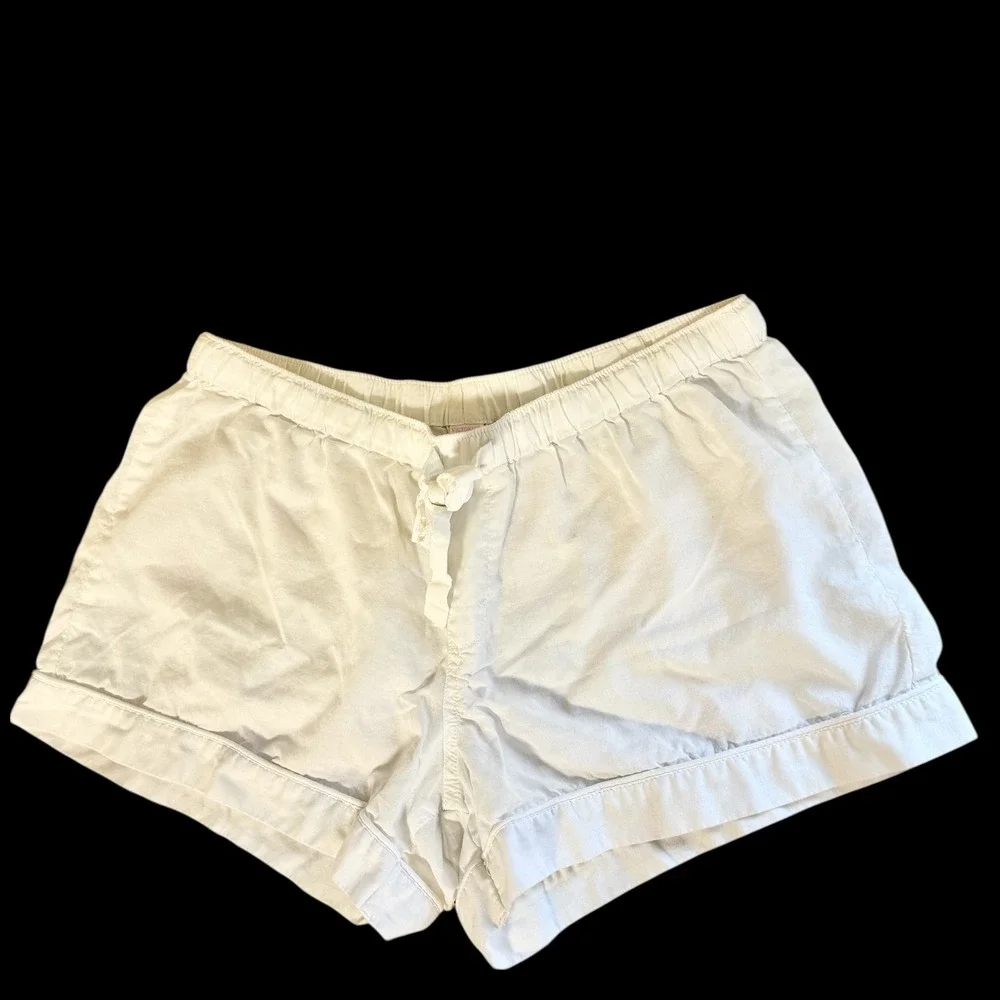 Victoria's Secret Womens White Cotton Sleep Shorts Size XS Drawstring‎ Summer