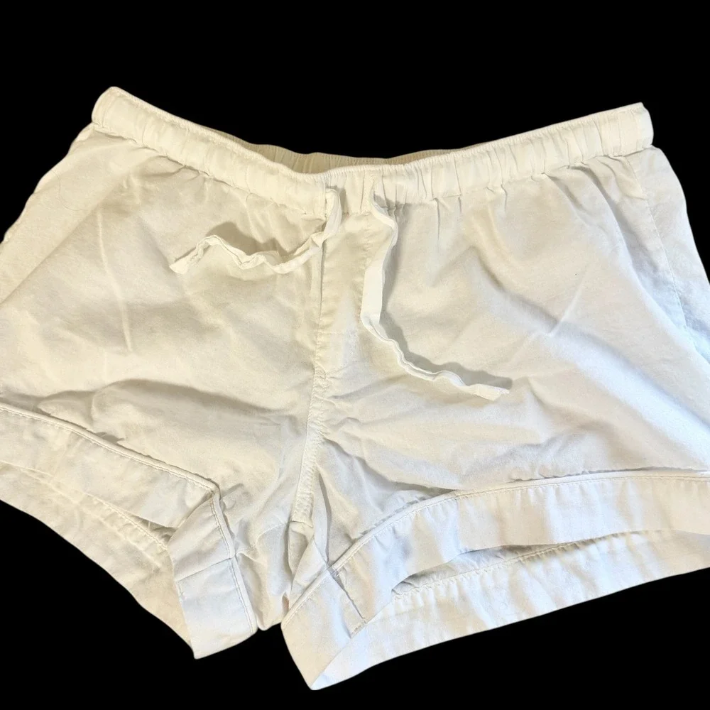 Victoria's Secret Womens White Cotton Sleep Shorts Size XS Drawstring‎ Summer