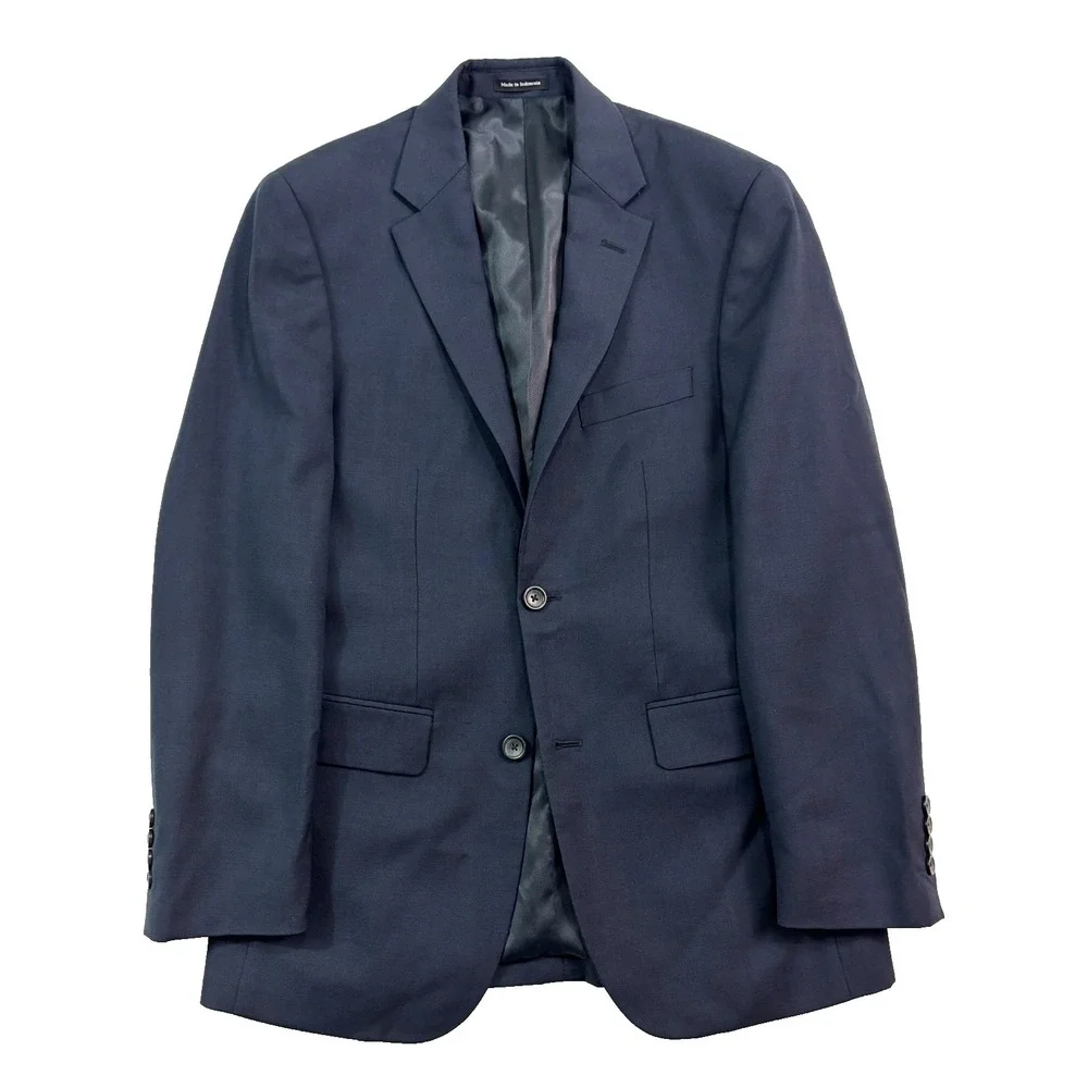 Pronto Uomo‎ 36R Navy Blue Blazer Jacket Sport Suit Coat 100% Wool All Season