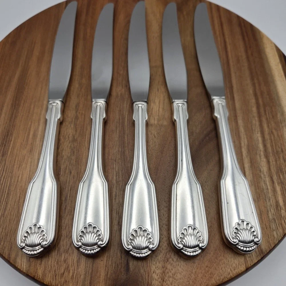 Set Of 5‎ Oneida Community Silverplate Silver Shell Dinner Knives