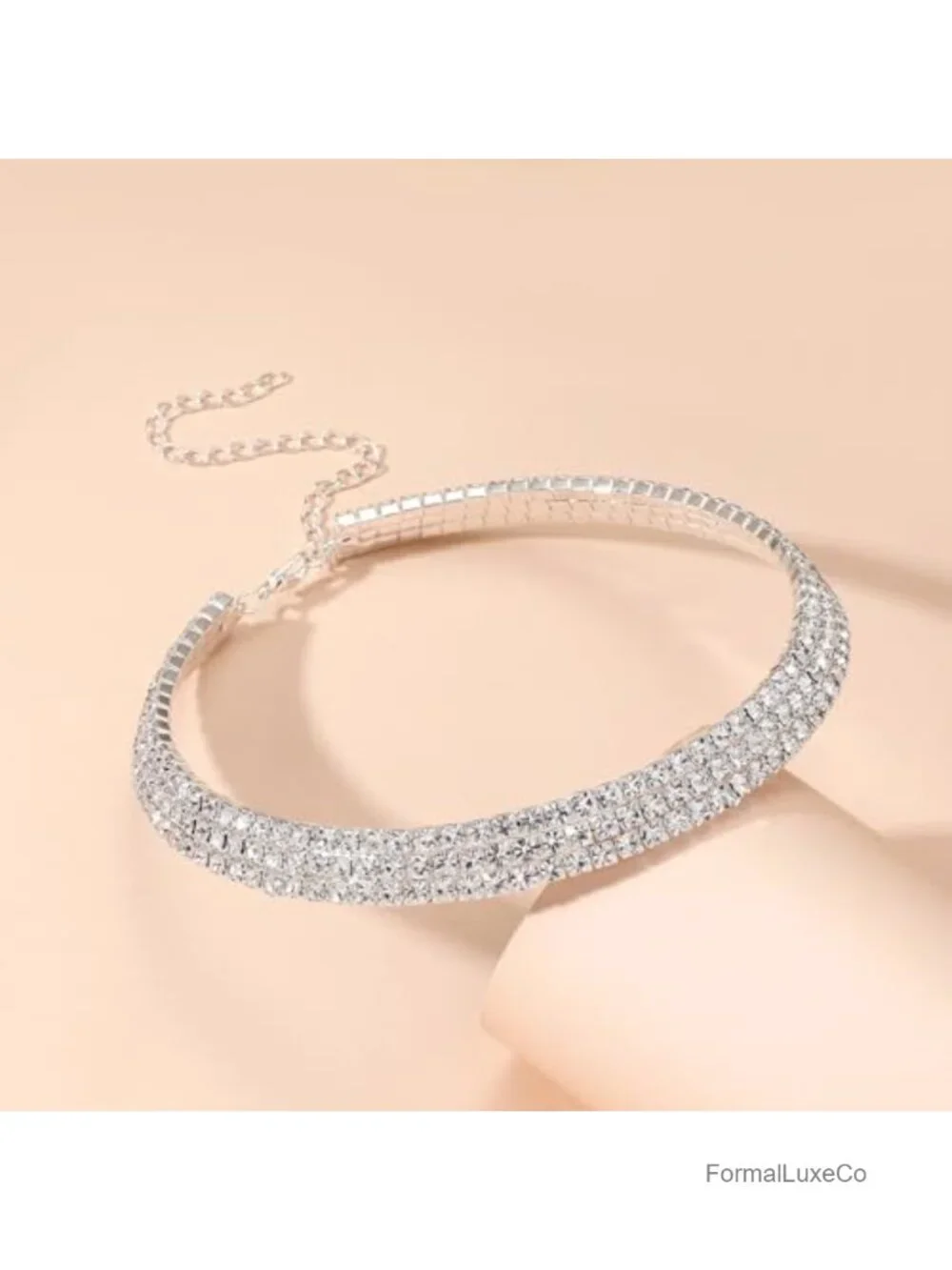 Cubic Zirconia Tennis Choker Necklace with Lobster Clasp