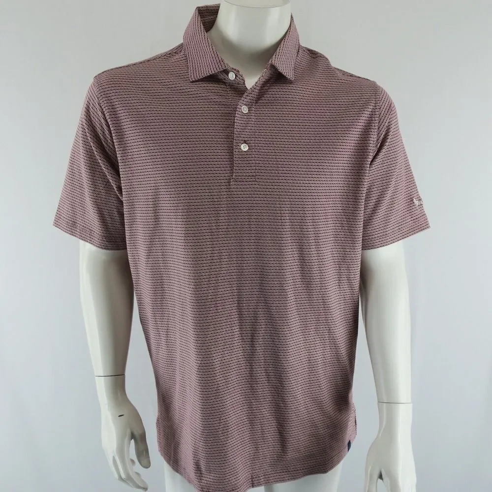 Onward Reserve Performance Short Sleeve Polo Shirt Mens M Allover Bear Print Red