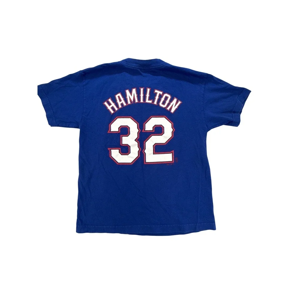 Majestic‎ Texas Rangers Josh Hamilton 32 Youth T-Shirt Blue Kids Medium MLB Tee