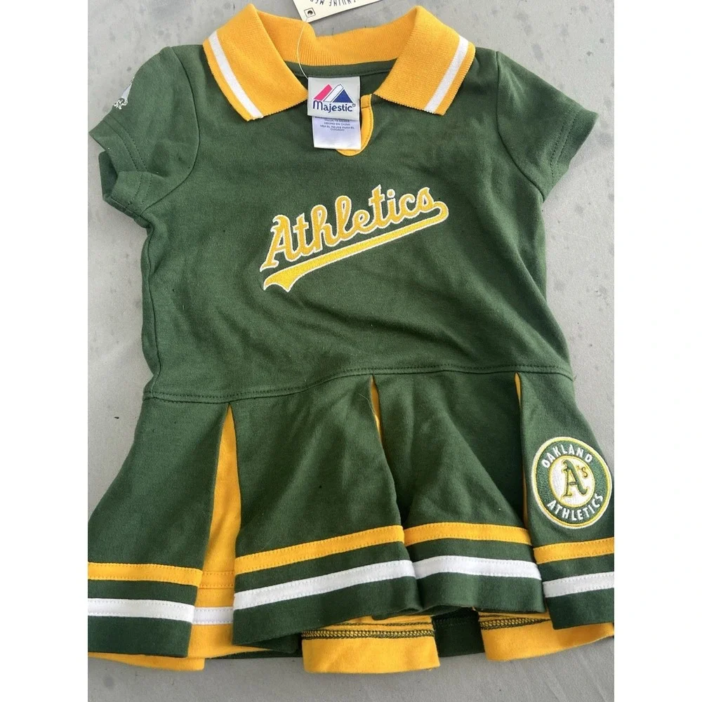 New‎ MLB Majestic Athletics Baby Cheerleader Outfit Green 18 Months
