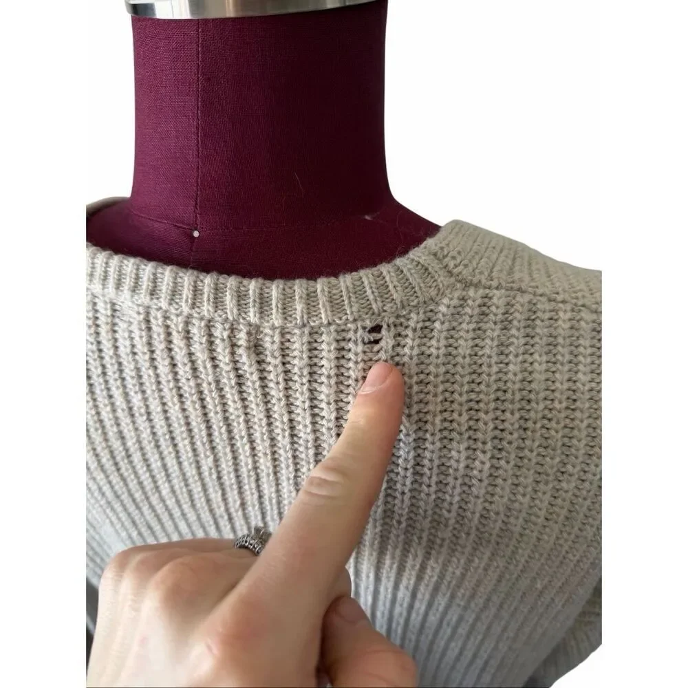 Marine Layer‎ Sweater Elisa V neck Cream Oatmeal Large