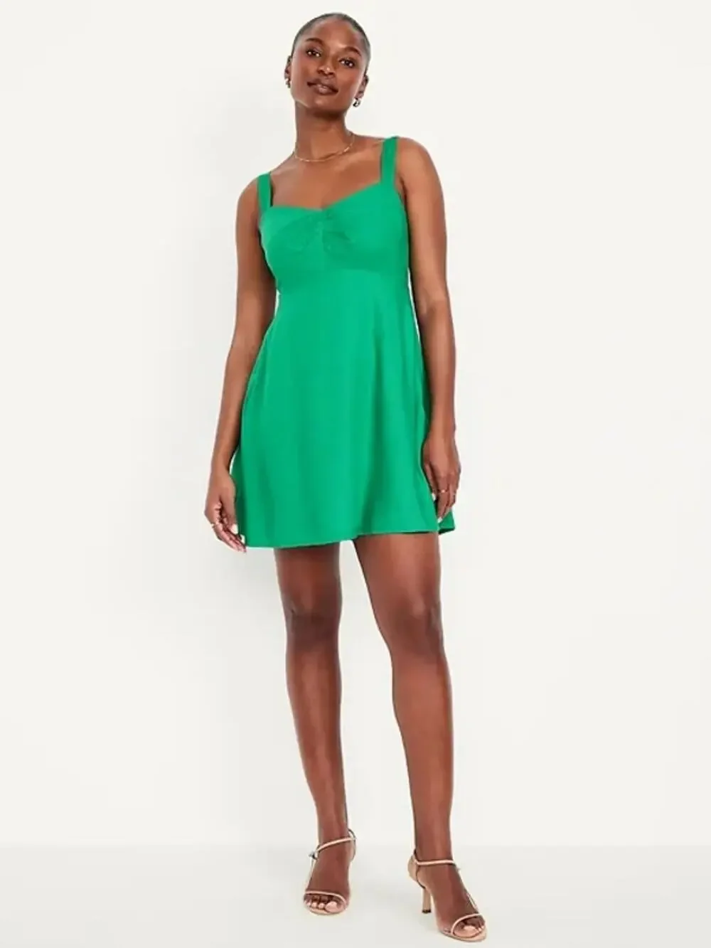 NWT Old Navy Fit & Flare Crepe Mini Dress in Green Mangrove