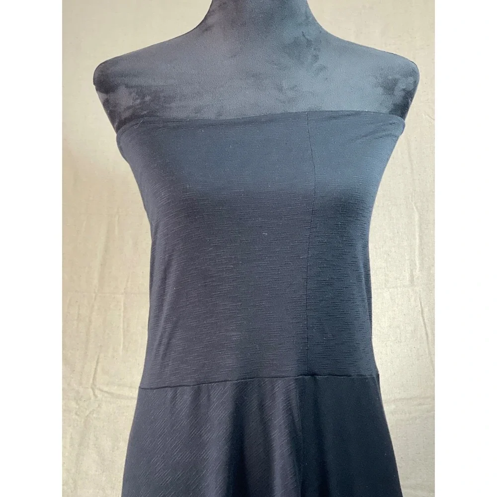 Black Tiered Strapless Maxi‎ Dress Women's Size M witchy goth party flattering