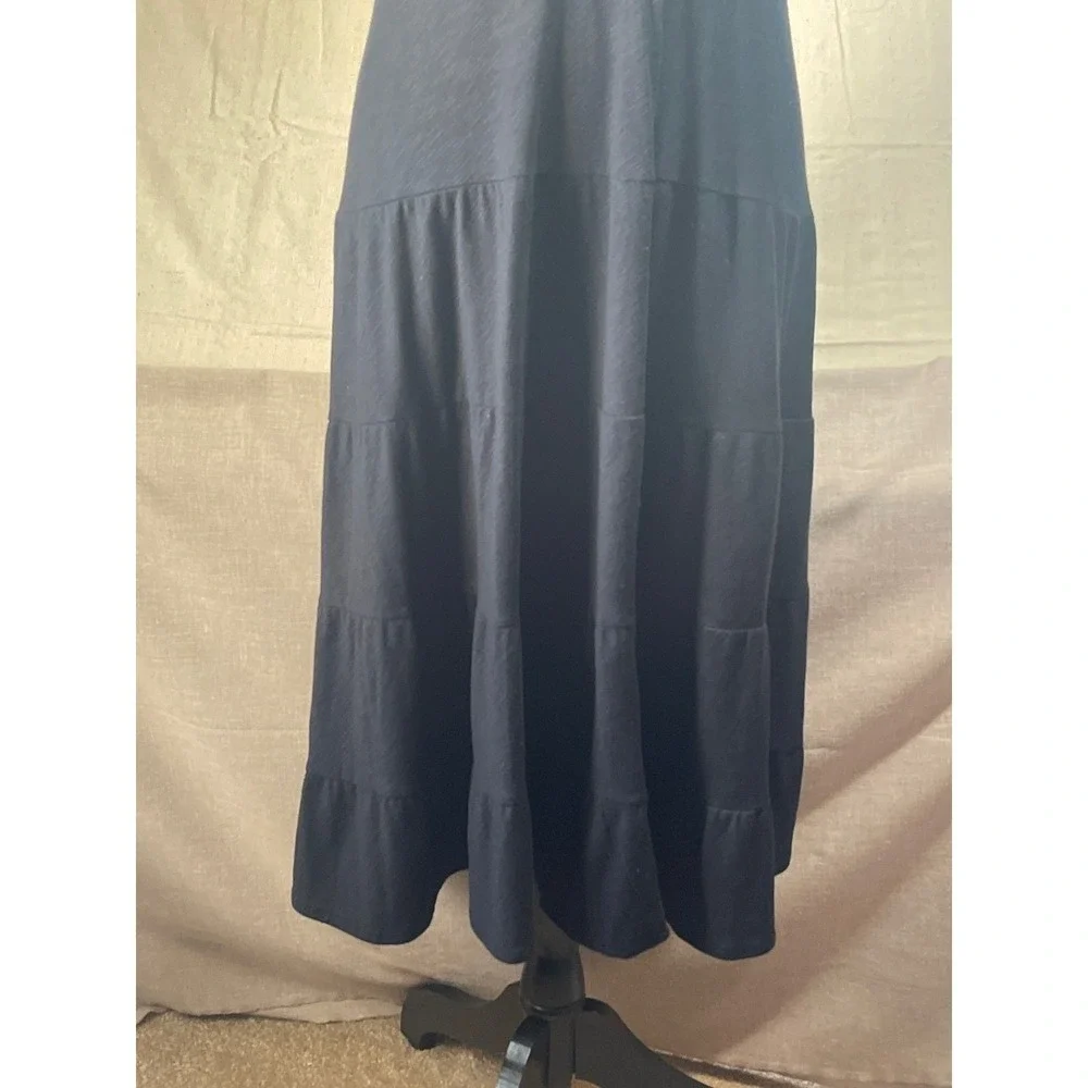 Black Tiered Strapless Maxi‎ Dress Women's Size M witchy goth party flattering
