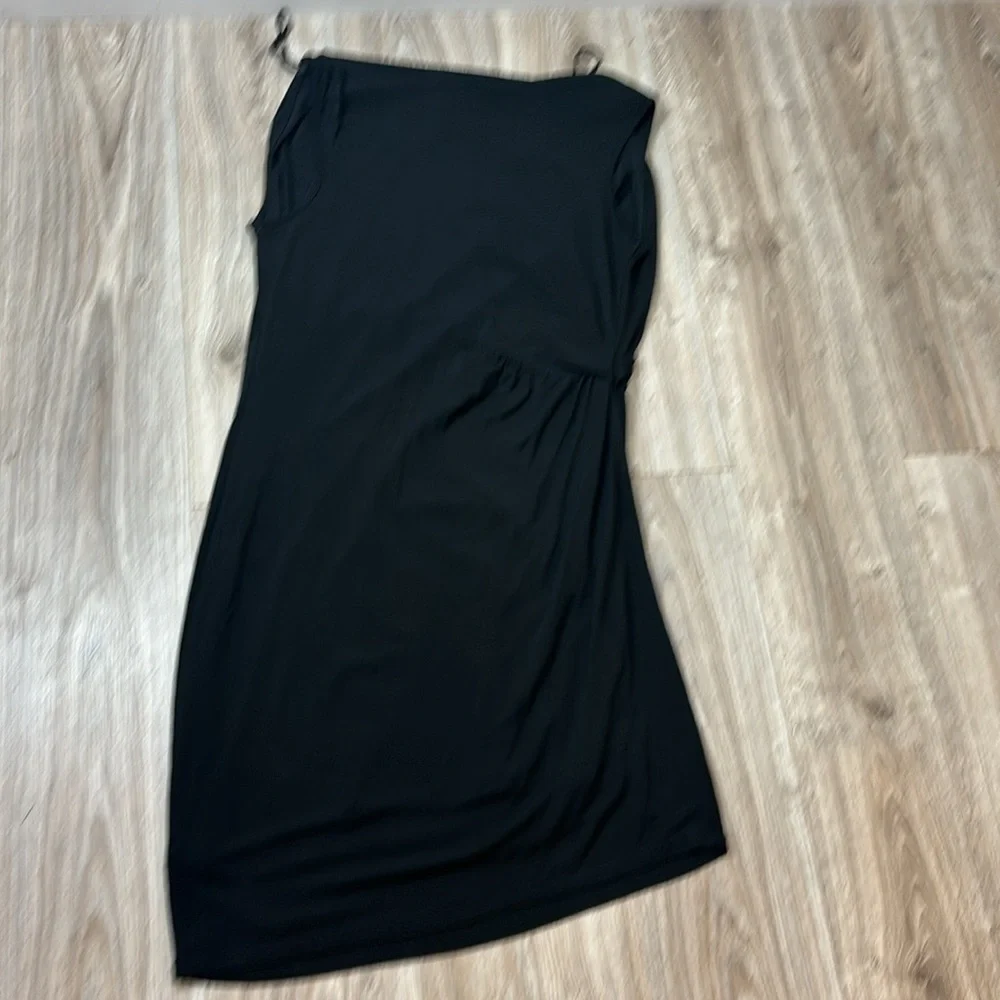 Lane Bryant black ruched dress size 16 stretchy