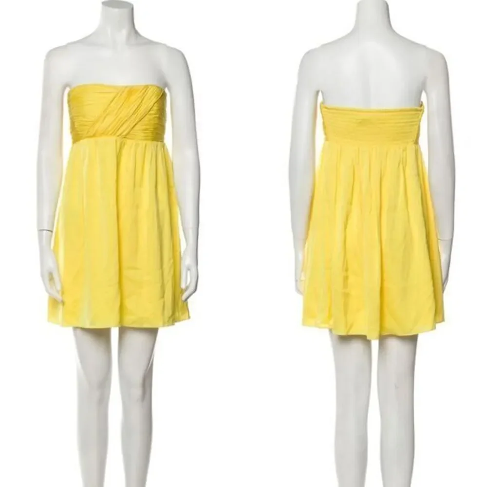 NEW Alice + Olivia 100% Silk A-Line Mini Dress, Yellow, Large‎