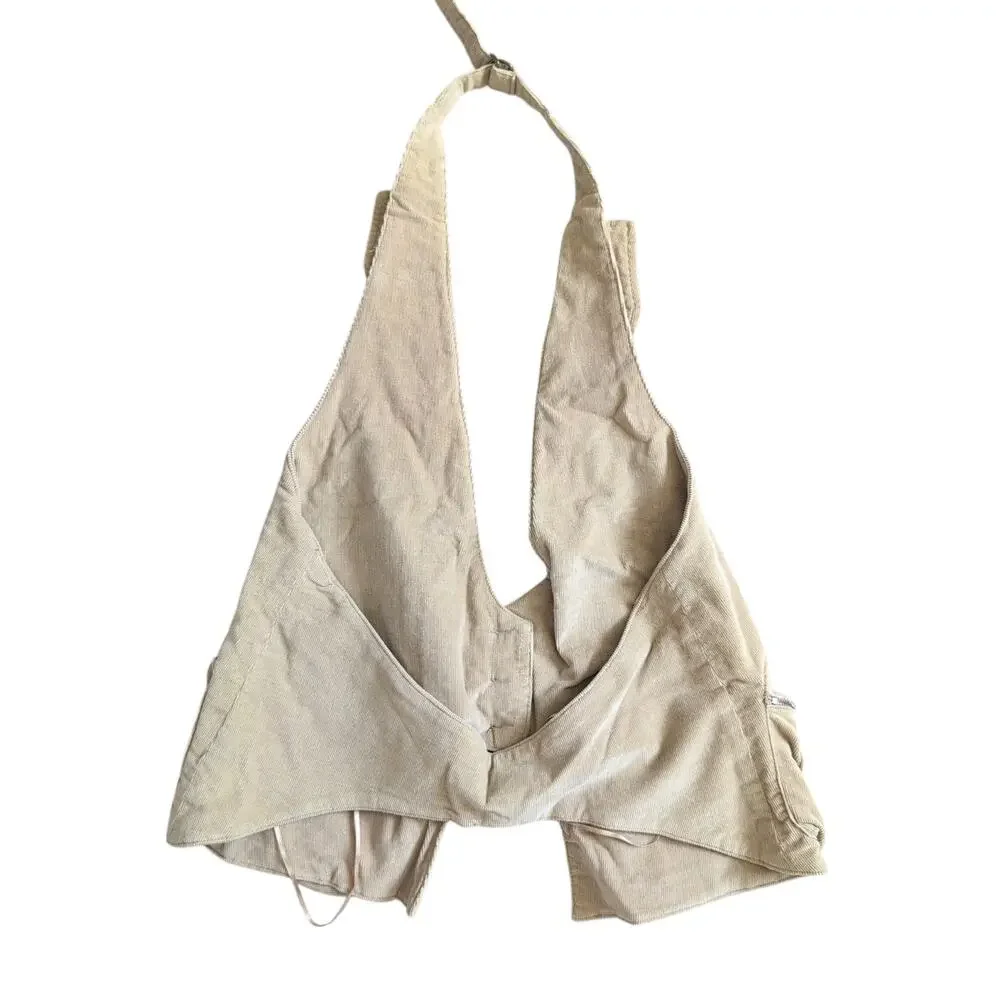 Y2K 2000s Waistcoat Corduroy Vest Tan M Cargo Utility Cyber‎ Grunge Twilightcore