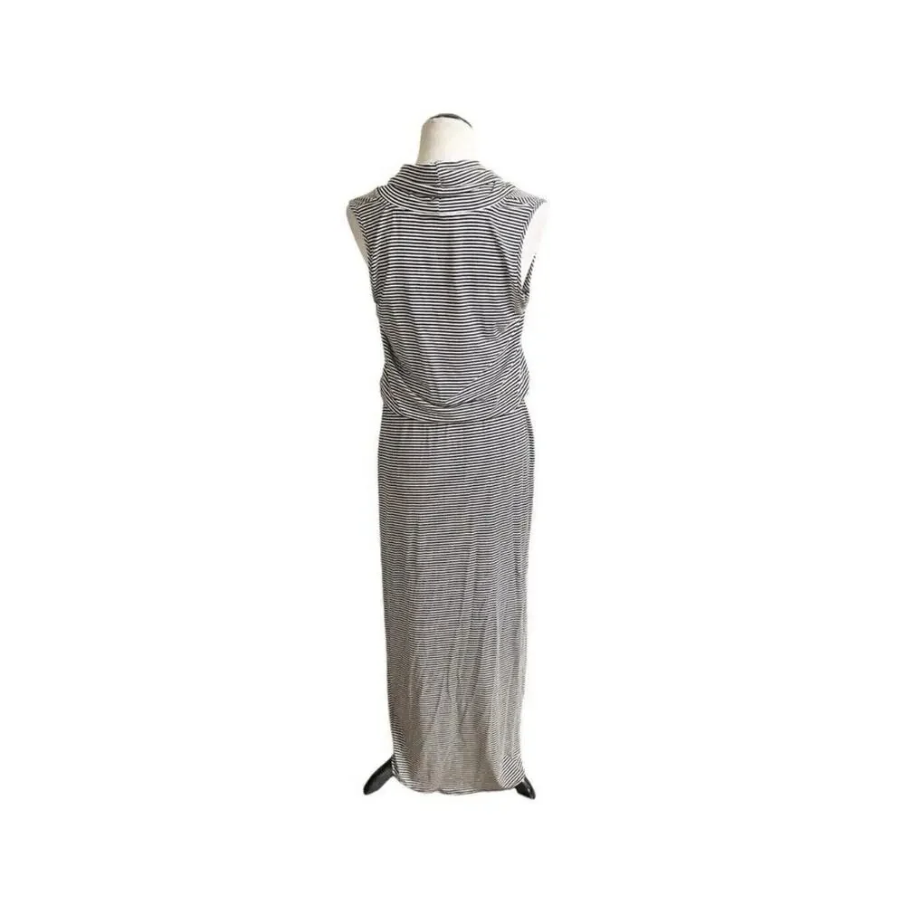 Anthropologie Striped Cowl Neck Mini Dress in Gray and White