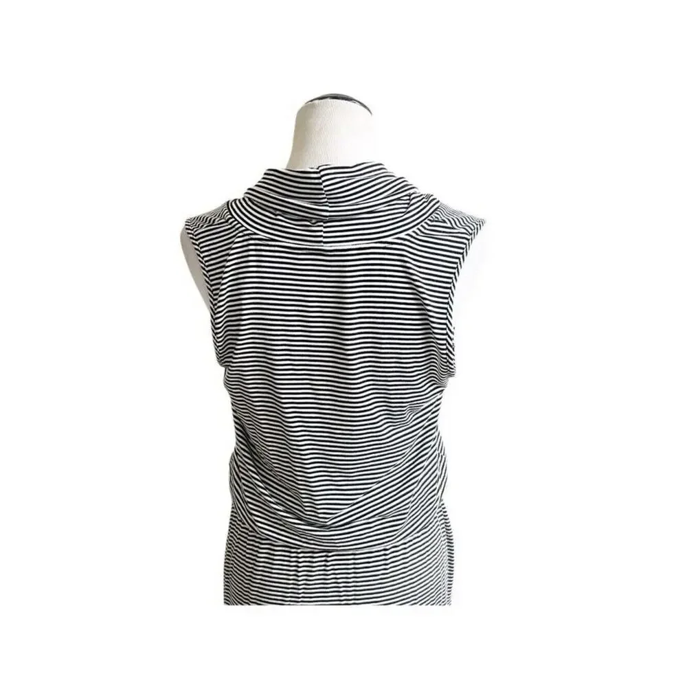 Anthropologie Striped Cowl Neck Mini Dress in Gray and White