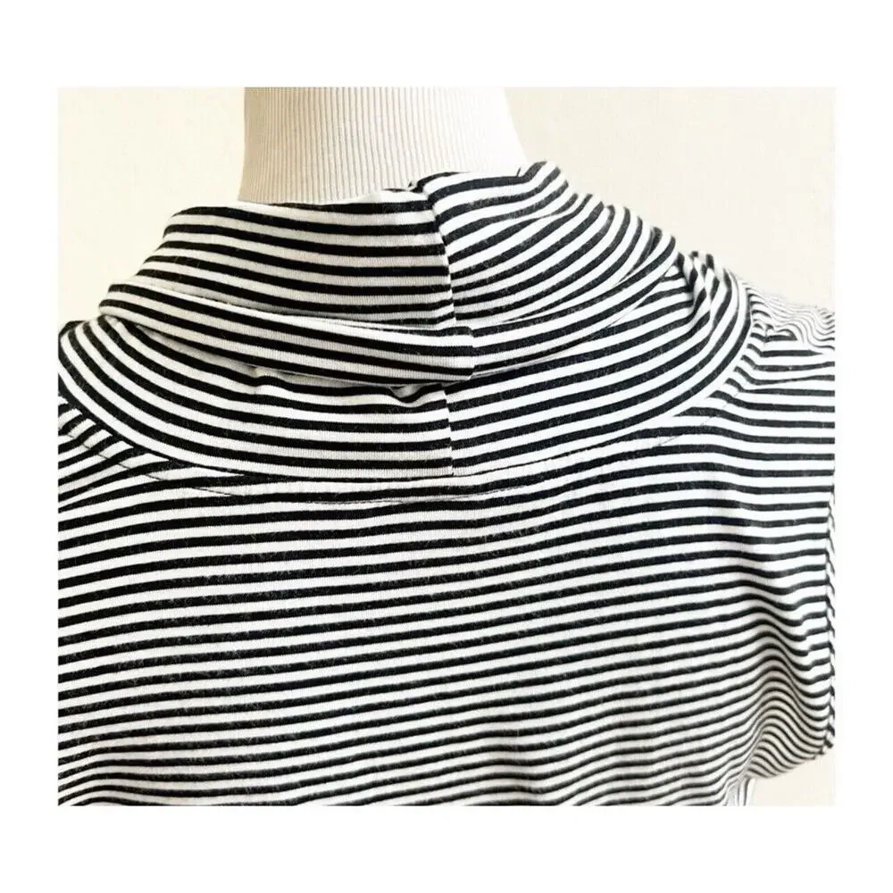Anthropologie Striped Cowl Neck Mini Dress in Gray and White