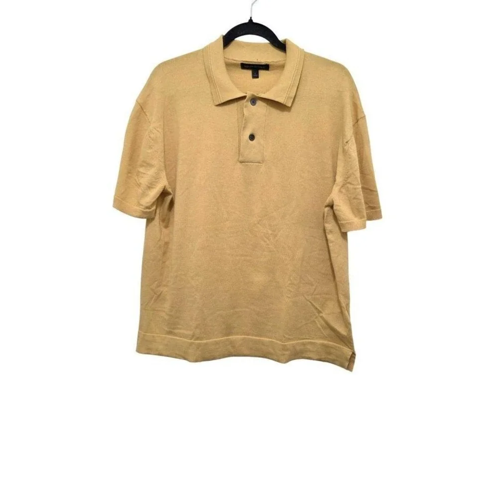 Banana Republic‎ Men's L Yellow Short-Sleeve Beach Vacation Polo Shirt Side Slit