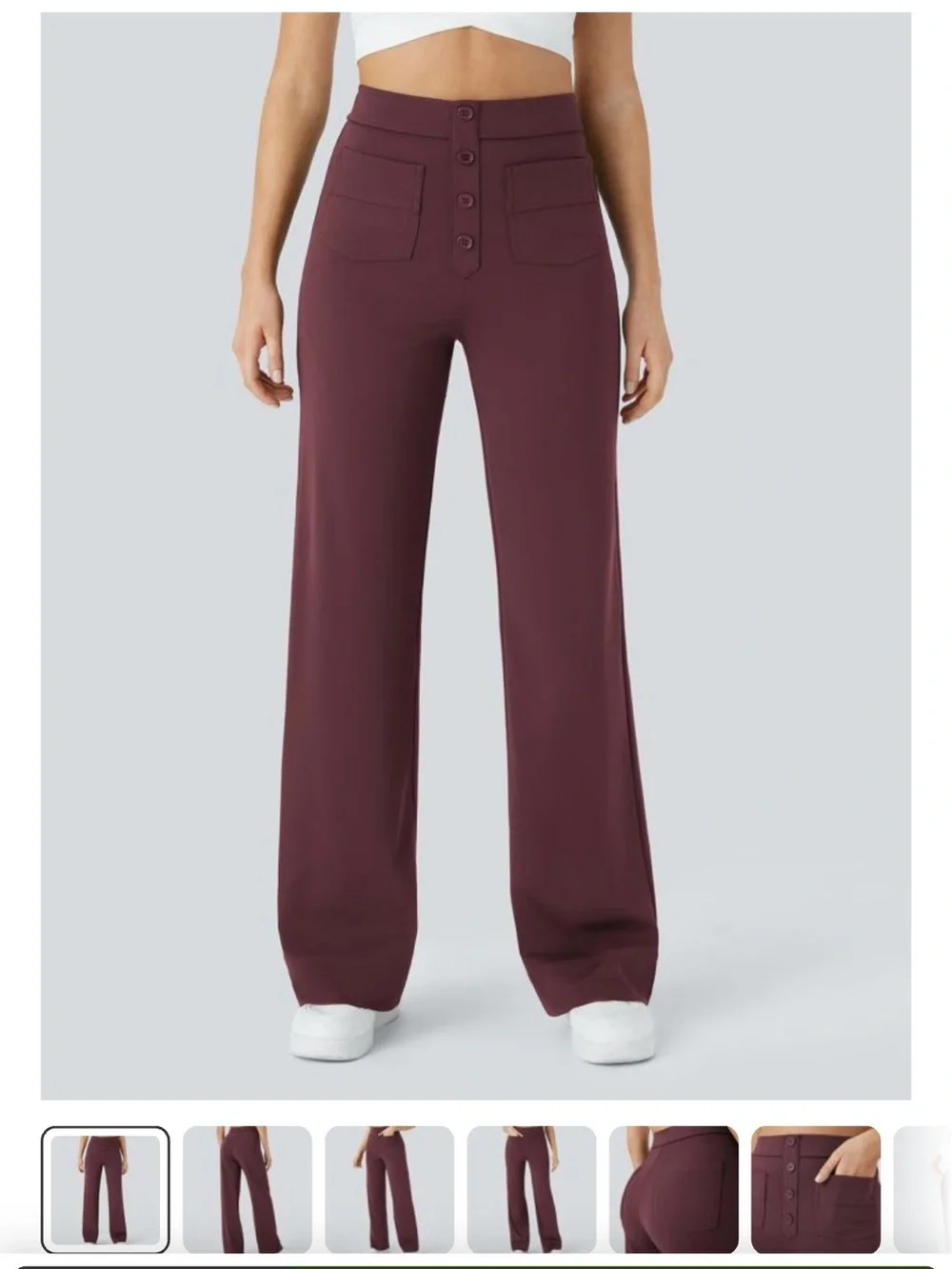 HALARA Day Stretch High-Waist Wide-Leg Pants in Deep Plum