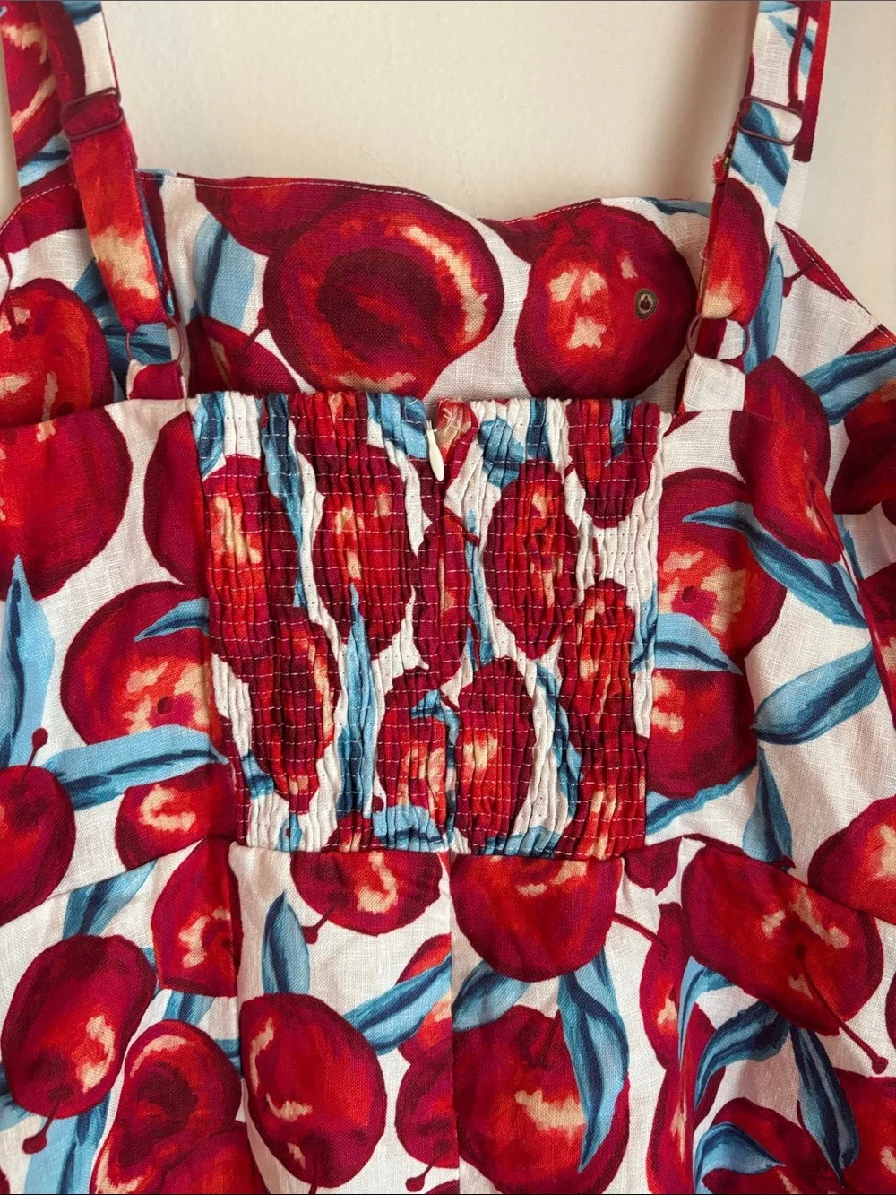 Farm Rio Cherry Blossom Sleeveless Mini Dress 100% linen fruit novelty Women XL