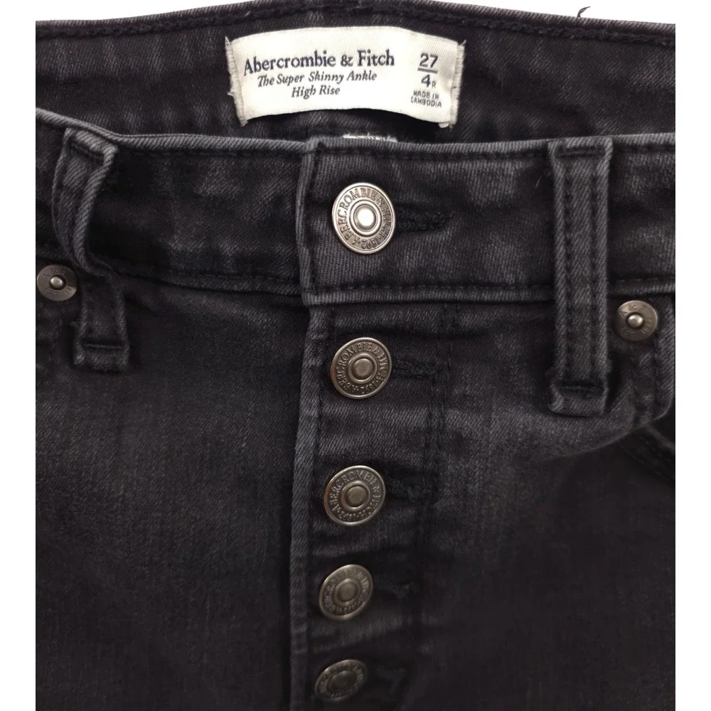 Abercrombie & Fitch Womens Jeans Super Skinny Ankle‎ 27/4R Button Fly Raw Hem