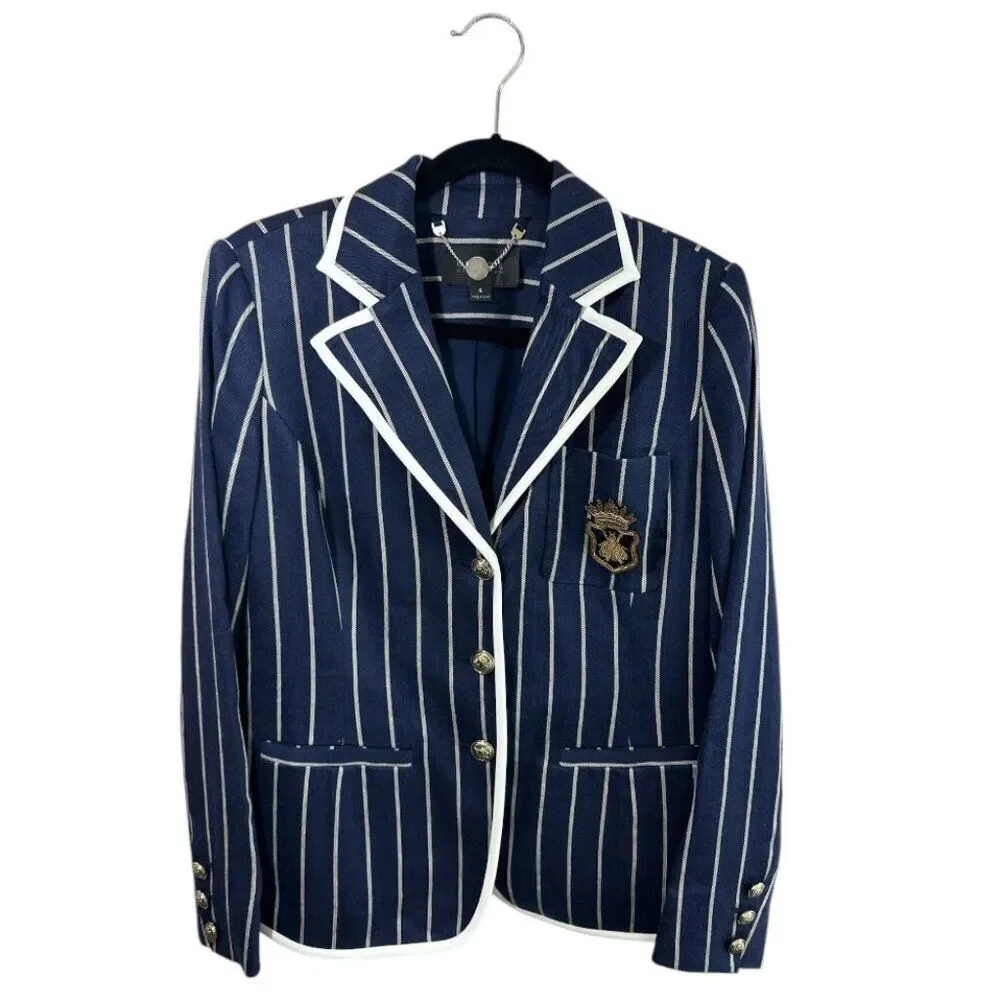 Carlisle Collection Linen Blend Jacket Captain Nautical Luxe Sz6 Tailored Blazer