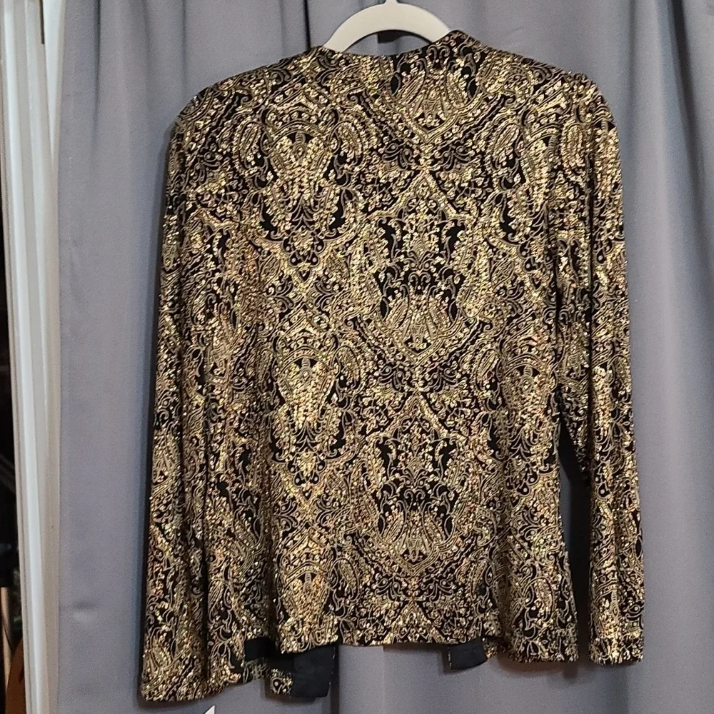 Ronni Nicole NWT Women's lightweight‎ Blazer Black/Glittery Gold Dressy Sz M