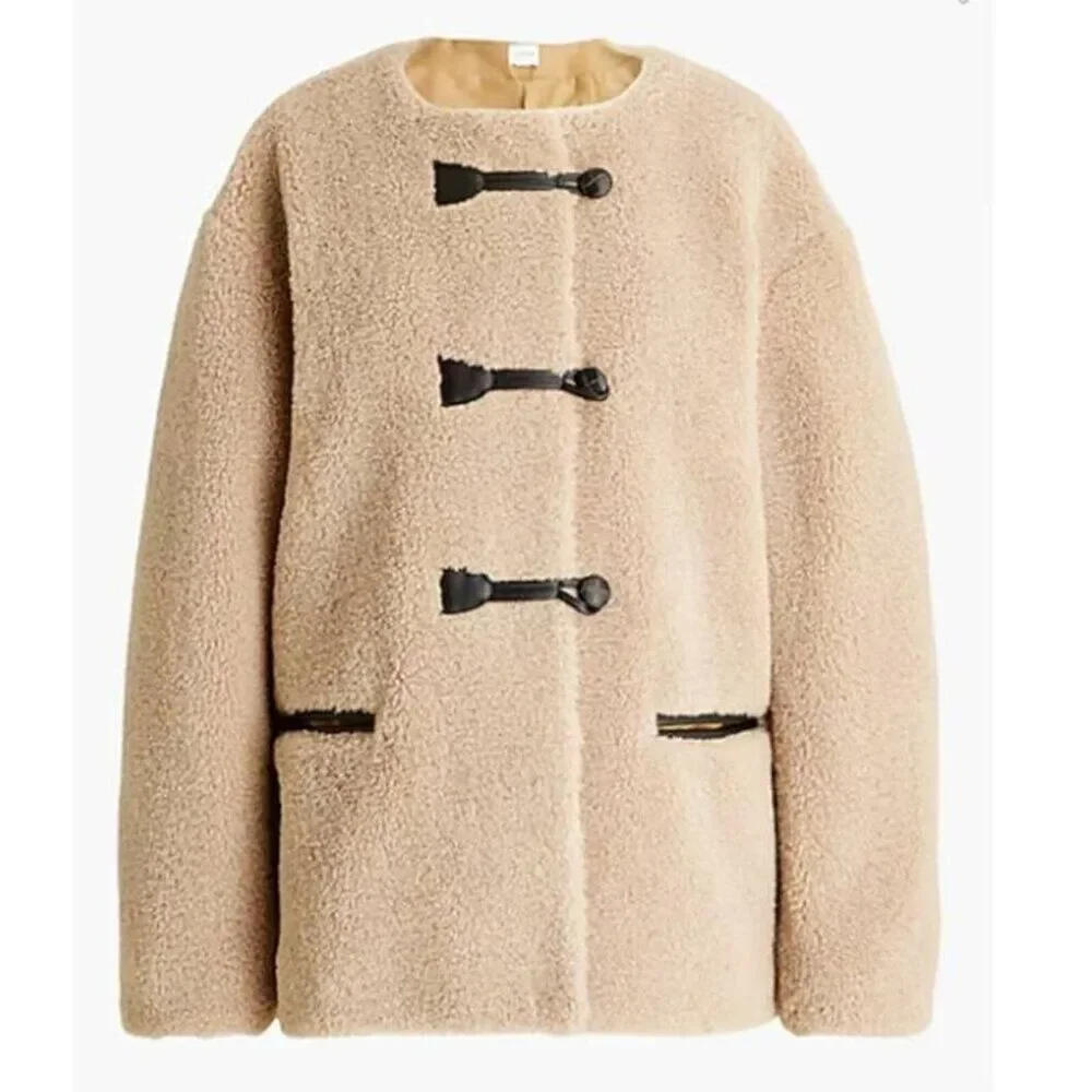 J Crew Women's Faux Sherpa Jacket Teddy Fleece Toggle Winter Coat Size 3X $268