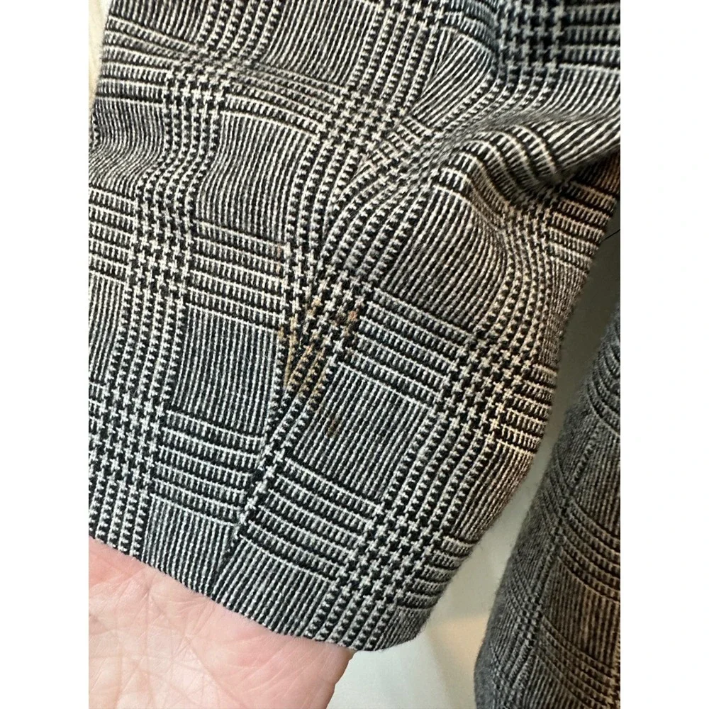 Alfred Dunner Vintage‎ Plaid Blazer Velvet Collar Grey Black Wool Blend Petite 6