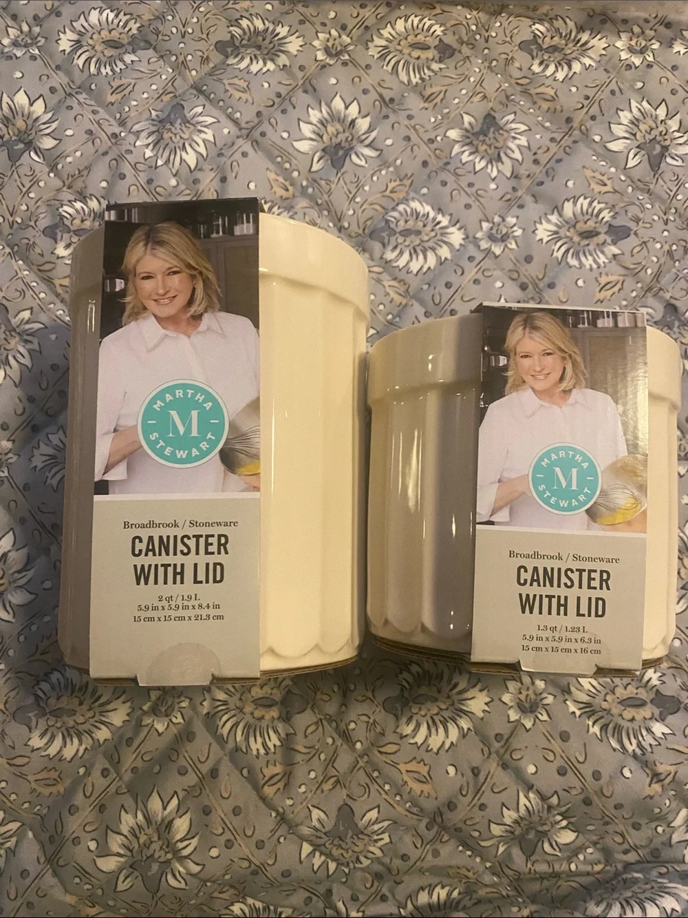 New!! Martha Stewart Broadbrook Stoneware Canisters in Cream (Set of 2)