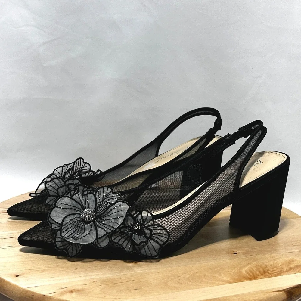 Betsey Johnson Women's Black Petra Slingback Pointed Toe Pump - Size 11M