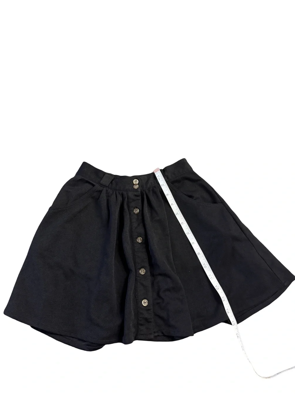 TOBI Black Skater Skirt with Button Detail and Pockets - XS/TP