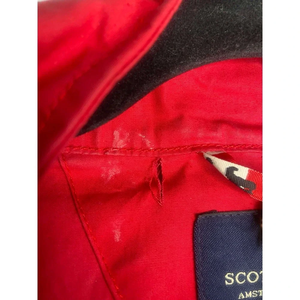 Scotch & Soda women's Rain Jacket Red‎ Hot Lips Hooded NEW w/defect size medium