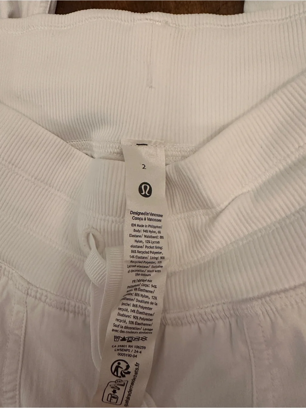 lululemon athletica White Ribbed Waistband Joggers