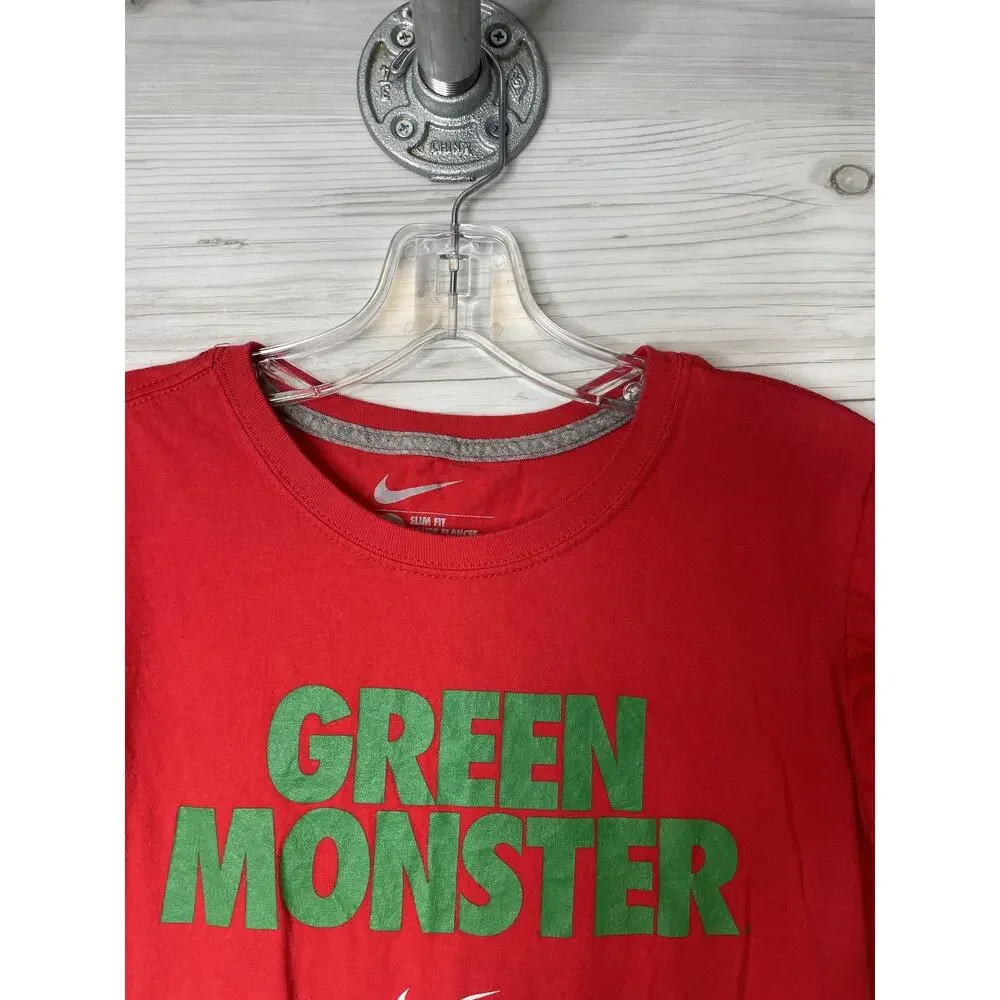 Boston Red Sox Shirt‎ Womens M Red MLB Baseball Green Monster Nike Cotton Tee