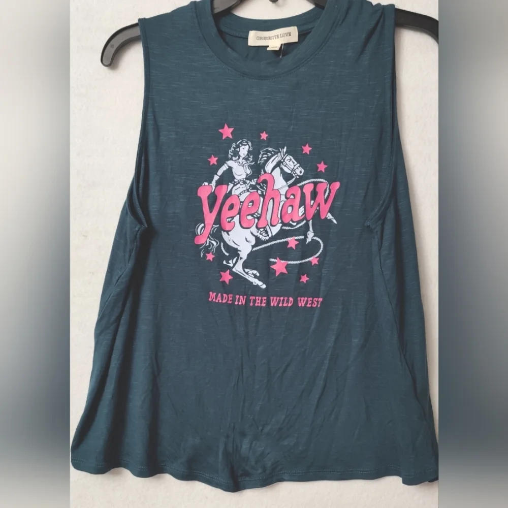 Obsessive‎ Love Yeehaw Top Sleeveless Size XL Color Green