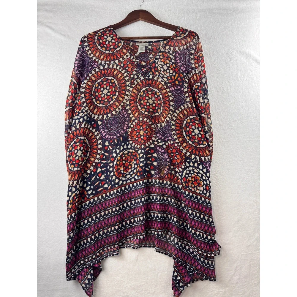 Catherines 2X/3X Boho Sheer Kimono Cover Up