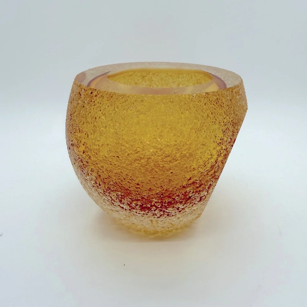 Fifth avenue glass amber frosted Tea‎ Light votive candle holder Geode