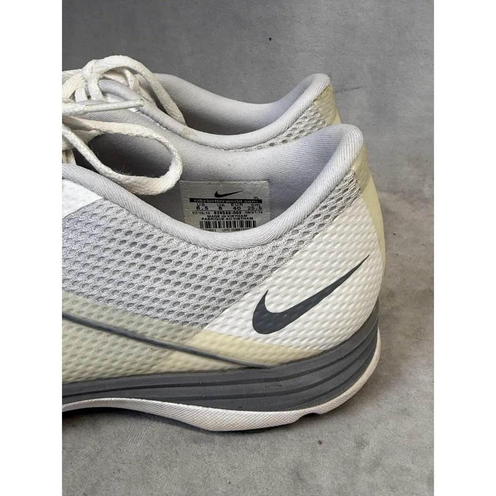 Nike Training Shoes Womens Size 8.5 White Gray‎ Lunarlon Sneakers 628539-002