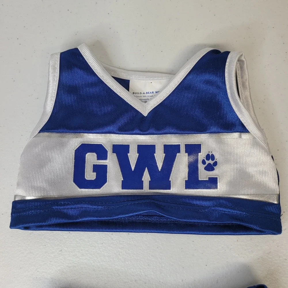 Build A Bear BAB GWL Great Wolf Lodge Cheerleader Outfit Blue Silver with Shoes‎