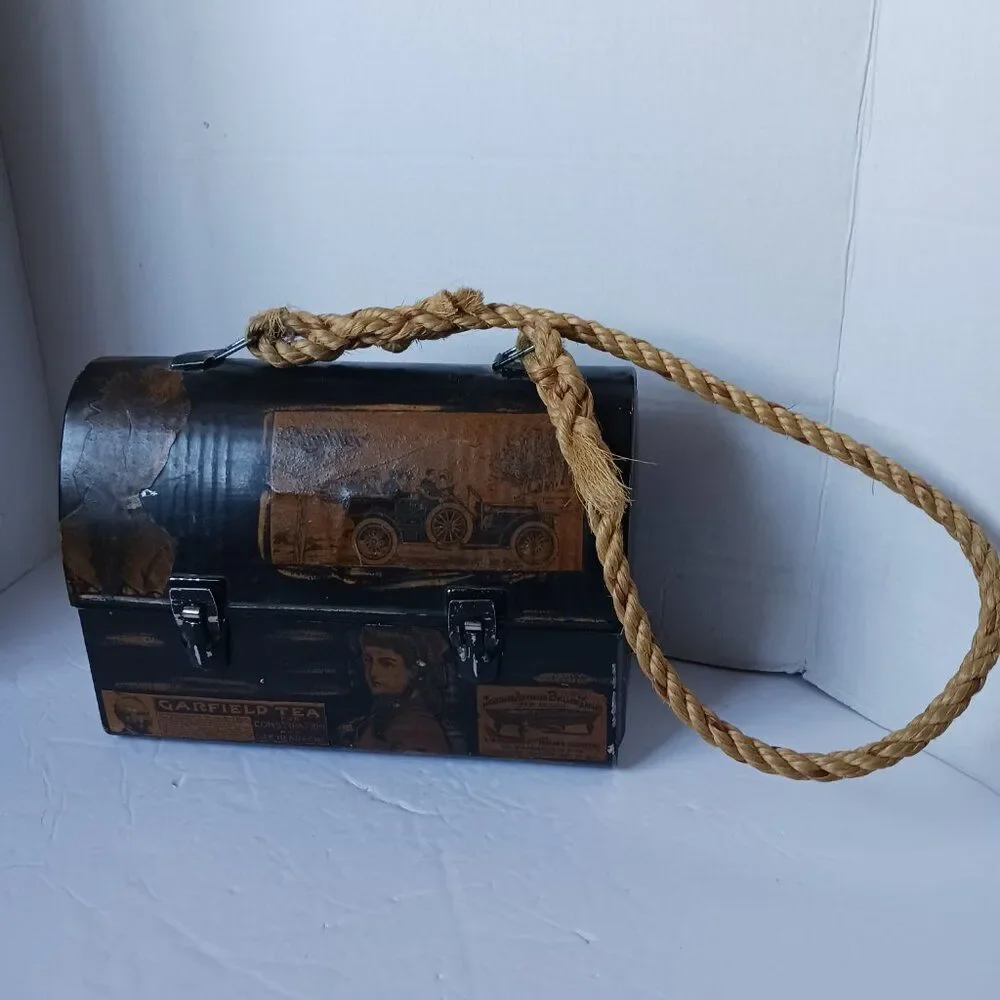 Vintage Decopage Lunchbox 1960’s Vintage Storage Box Retro Mid Century