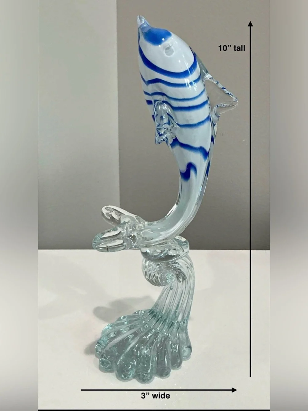 BLOWN GLASS Dolphin Figurine