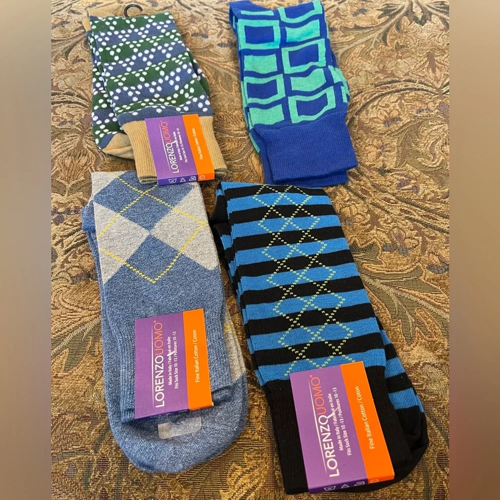Lorenzo Uomo Italian Cotton Socks $19 ea or ALL 4 pairs for $50 NWT