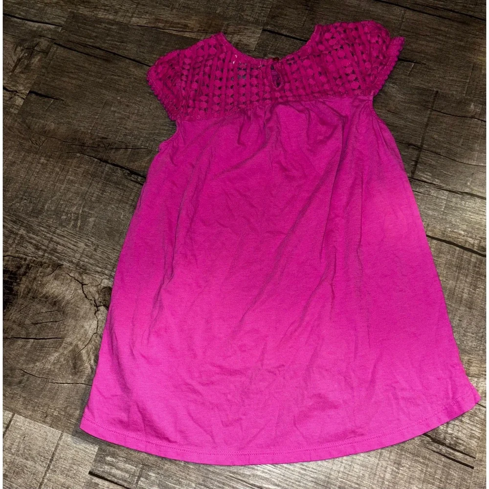 Old Navy Girls Pink Crochet Lace Yoke High Low Cap‎ Sleeve Top Size M 8