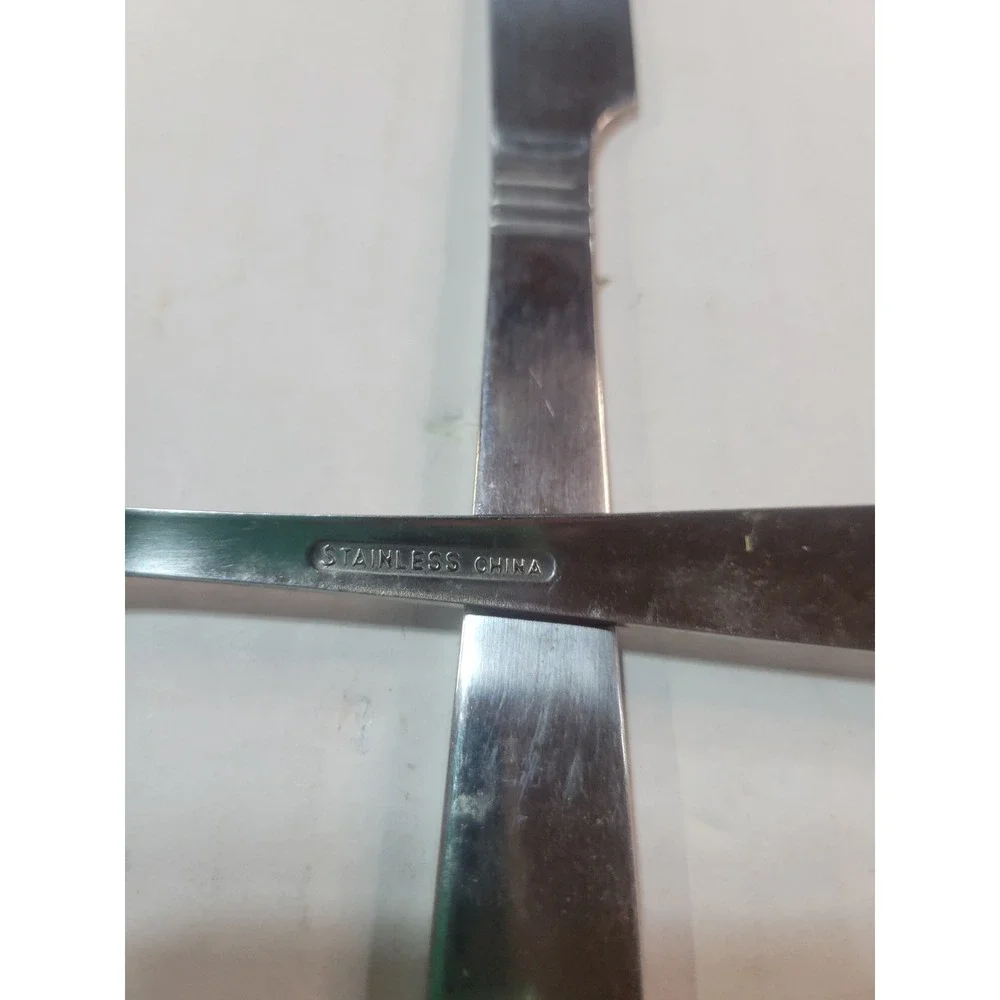 Stainless Steel Flatware Ribbed Base Dinner Knife‎ and Butter Spreader 2pc Set