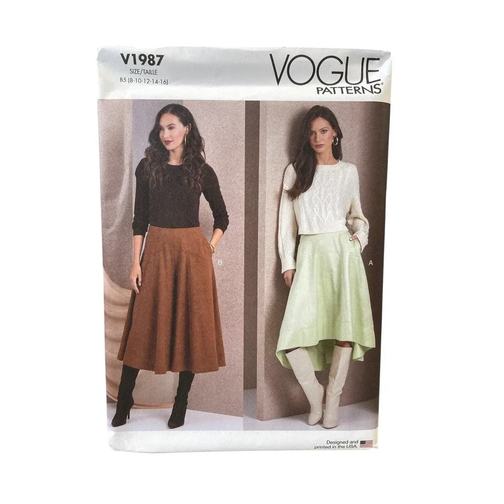 VOGUE V1987 Misses‎ Skirt B5 (8-10-12-14-16) Asymmetrical Hem A-Line