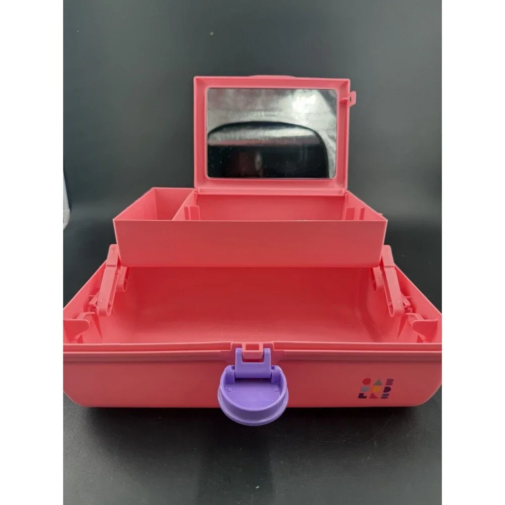 Vintage Caboodles Color Collisions Makeup Case Teal Pink Purple 5626 USA Mirror
