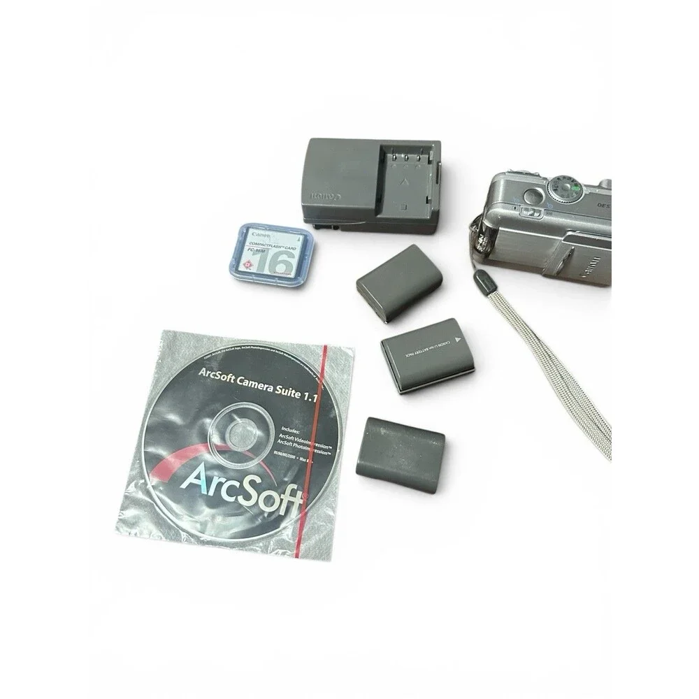 Canon Power Shot S30 Digital Camera, Batteries, Charger,  Memory Cards For Parts