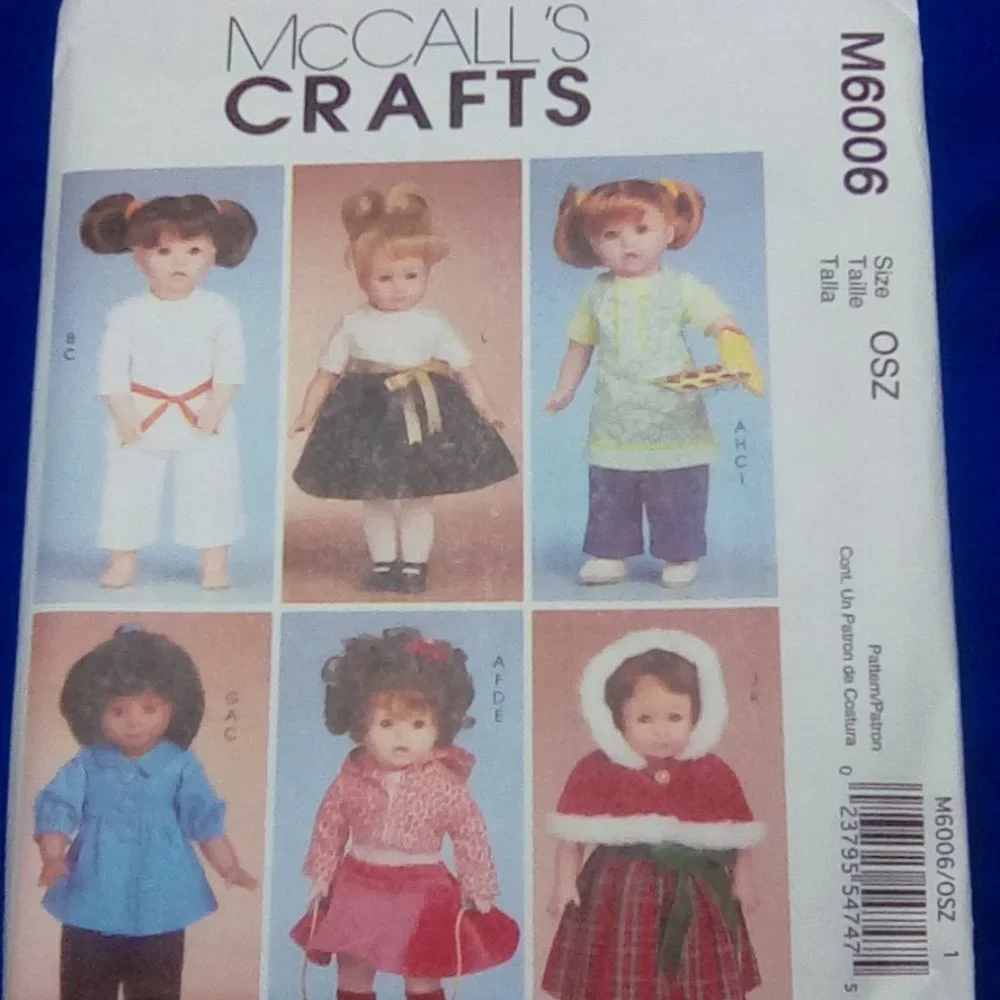 McCall's M6006 18in Doll Karate Apron Caplet AGD