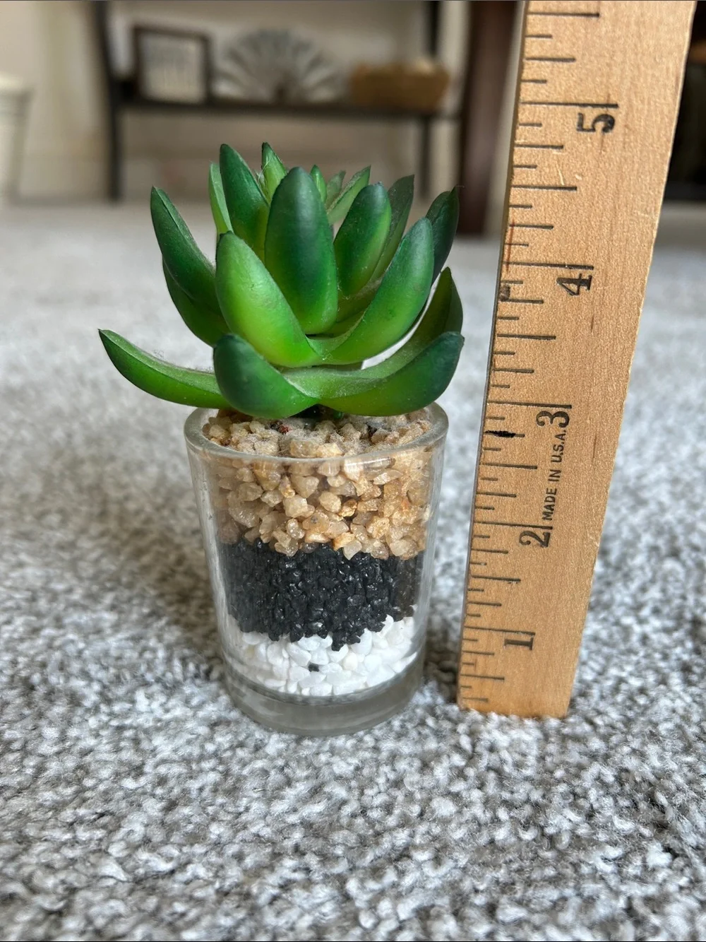 Lifelike Green Faux Succulent in Glass Vase