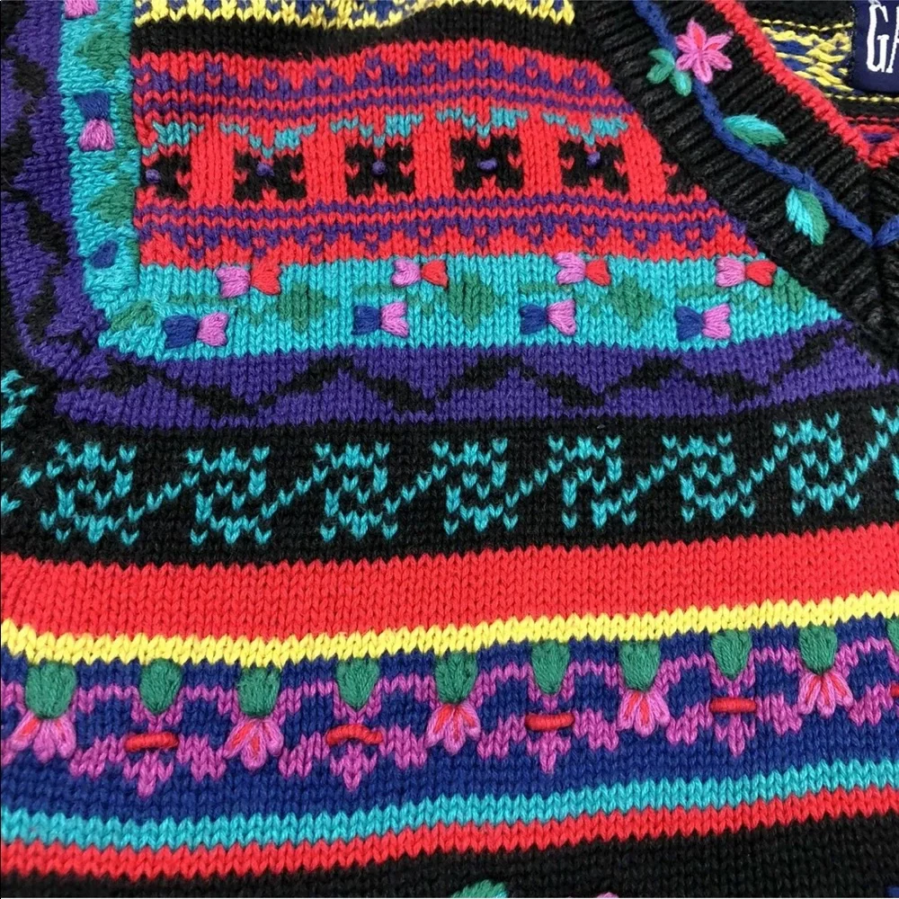 Vintage 90s Gap Girls Floral Textured Sweater