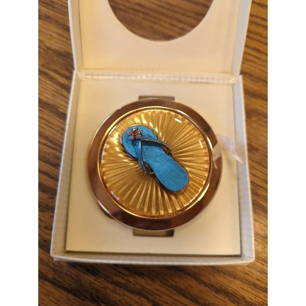 Roman Inc.‎ USA Fancy Women's Flip Flop Shoe Gold Plate Mirror Compact