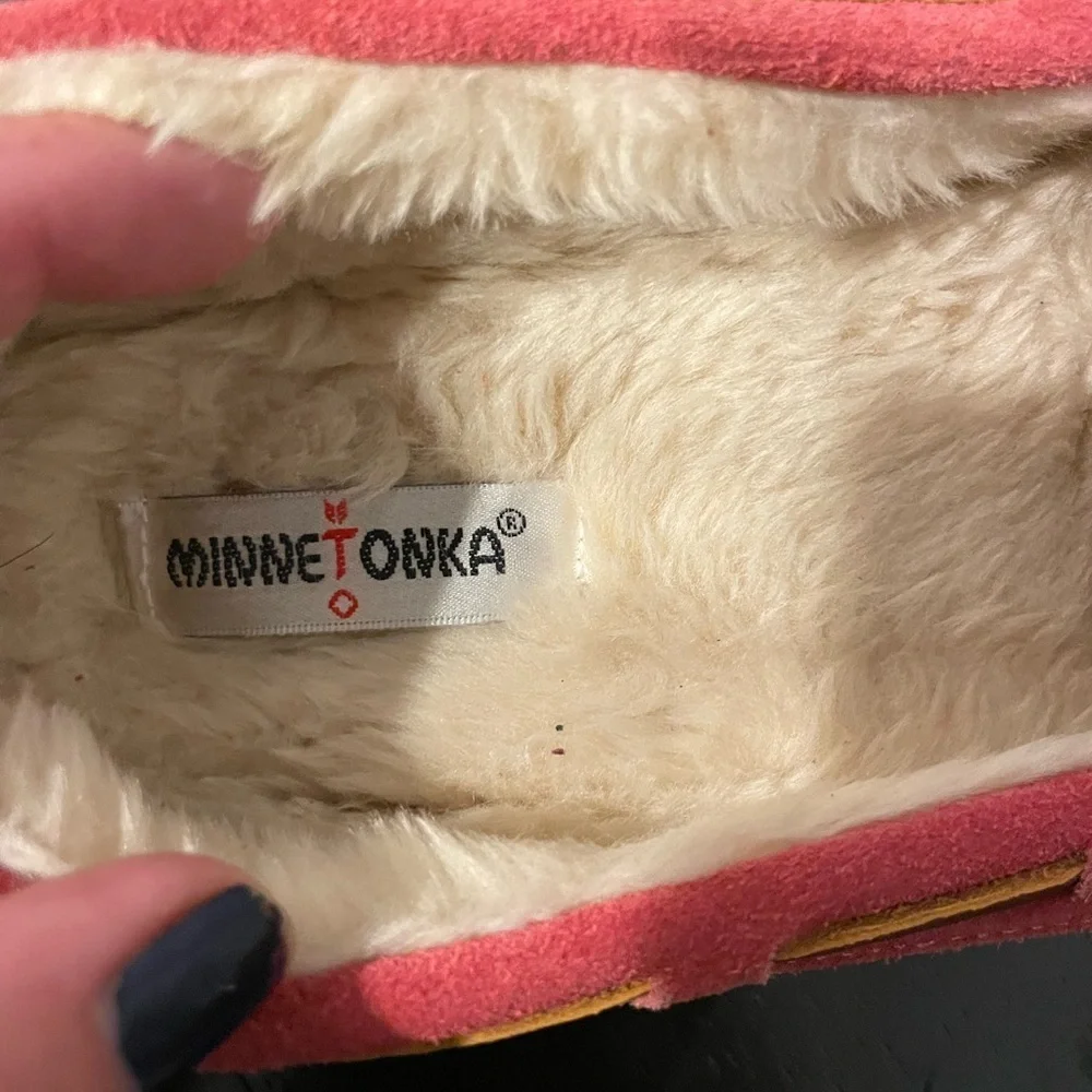 Minnetonka pink suede
